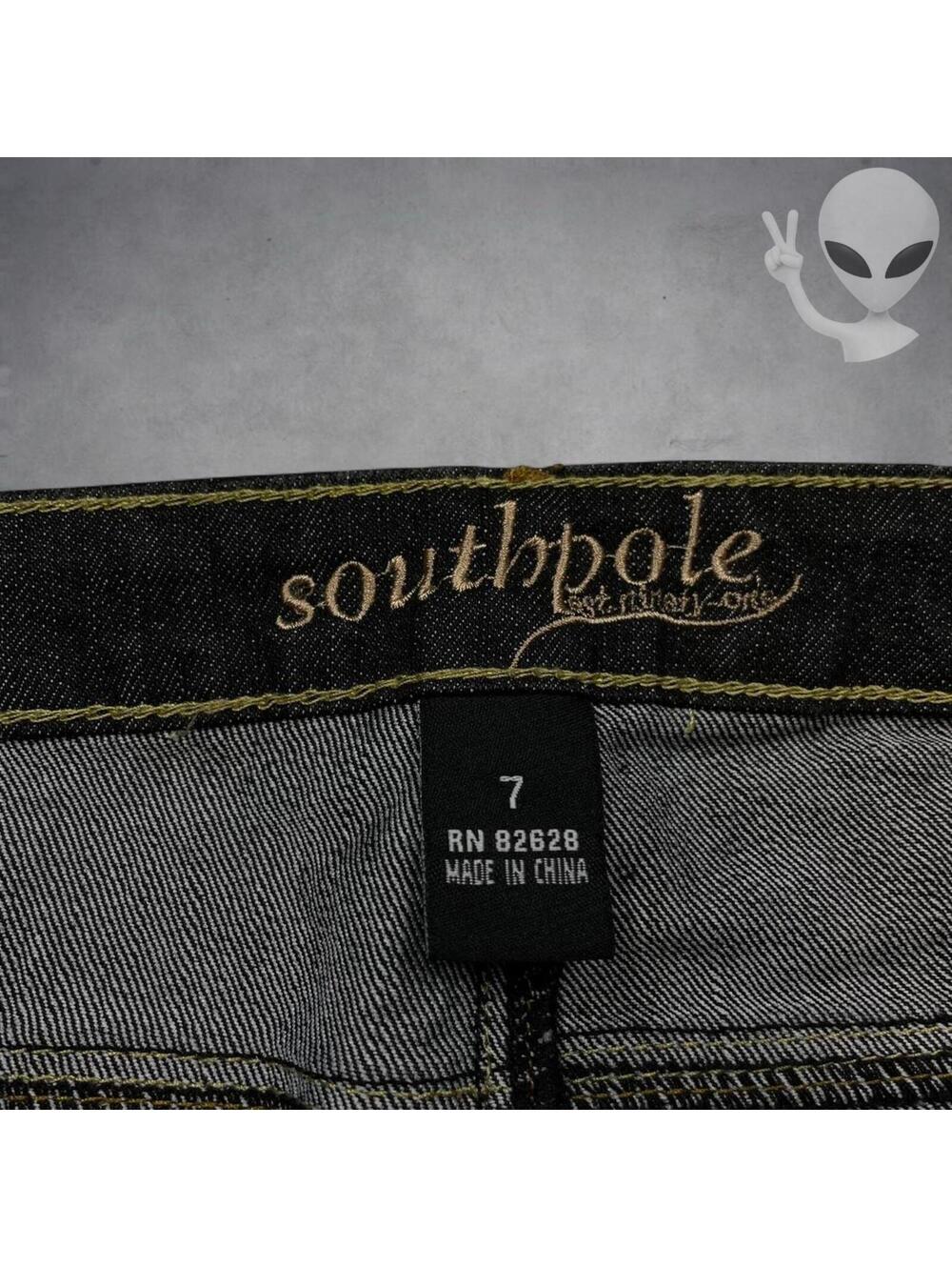 Southpole Women's Size 7 Bootcut Jeans Dark Wash Rhinestone Beaded Y2K McBling - Picture 6 of 8